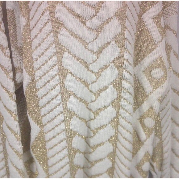 Vintage 1988 A Jane Adams White Gold Metallic Pullover Ski Sweater Women's XXL - Picture 2 of 4